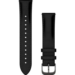 Armband med snabbfäste (20 mm). Svart läder med borstade skiffergrå de