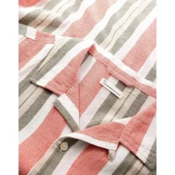 Box Sl Striped Cotton Shirt Green Stripe