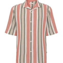Box Sl Striped Cotton Shirt Green Stripe