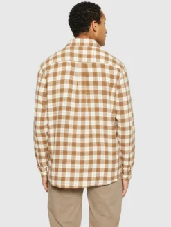 Loose Fit Checkered Shirt Beige Check