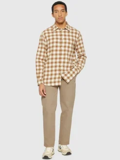 Loose Fit Checkered Shirt Beige Check