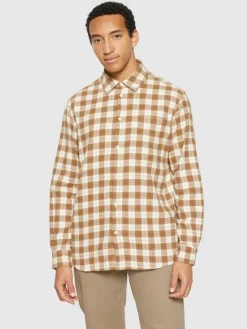 Loose Fit Checkered Shirt Beige Check