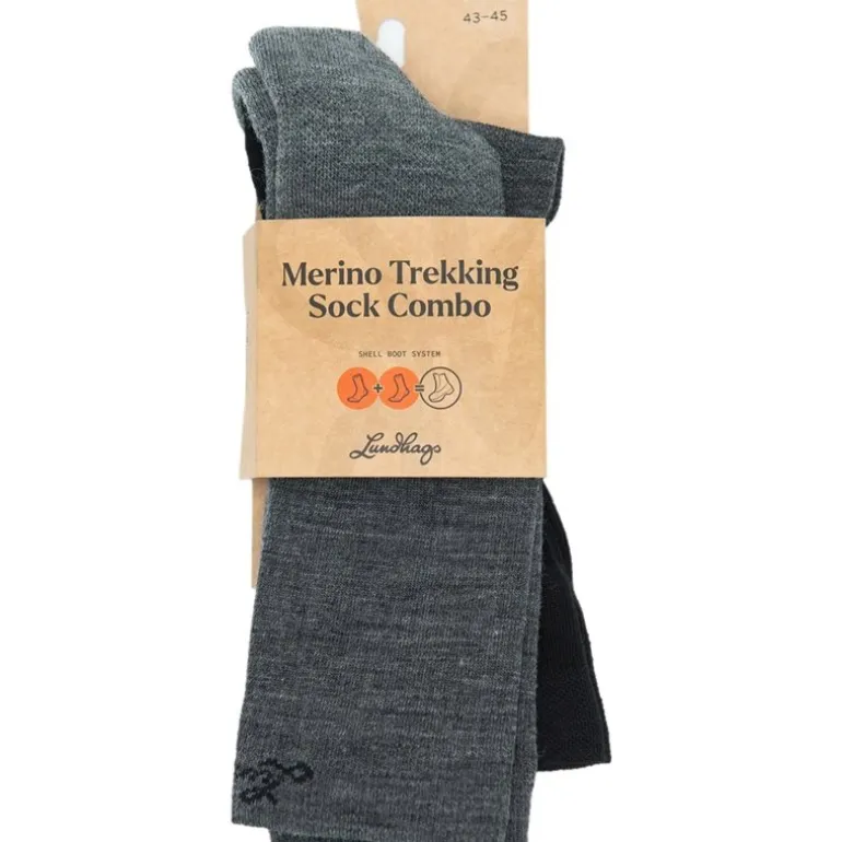 Merino Trekking Sock Combo Mid Light Grey Melange/Black