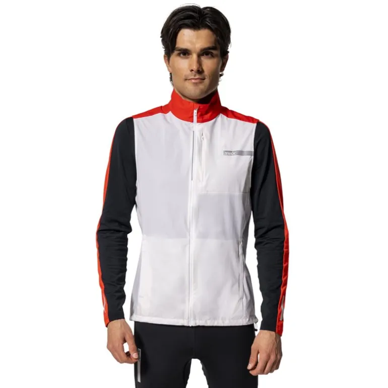 Roadline Wind Vest M Bright White/Fiery Red