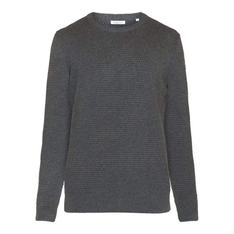 Vagn Regular Bubble Knit Crew Neck Dark Grey Melange