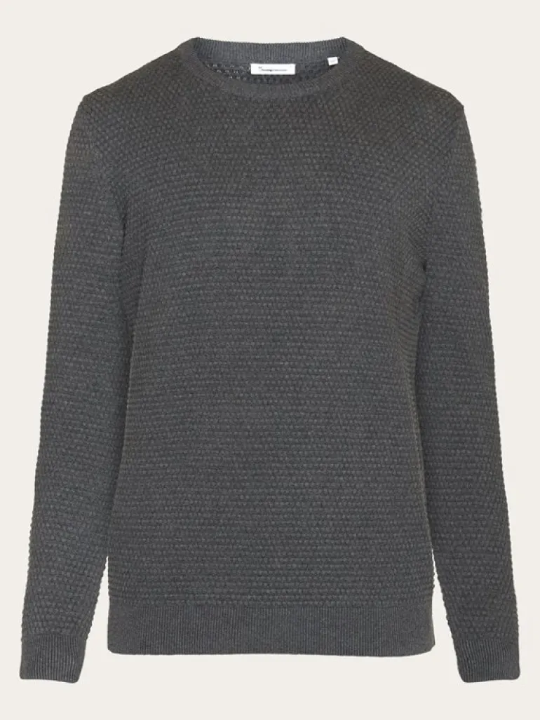 Vagn Regular Bubble Knit Crew Neck Dark Grey Melange