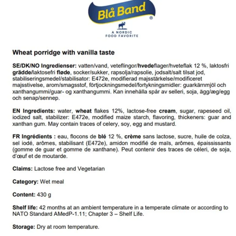 Vetegröt med vaniljsmak