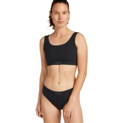 Women Merino Blend Rib Lotus Bra Black