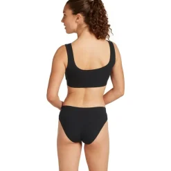 Women Merino Blend Rib Lotus Bra Black