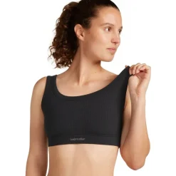 Women Merino Blend Rib Lotus Bra Black