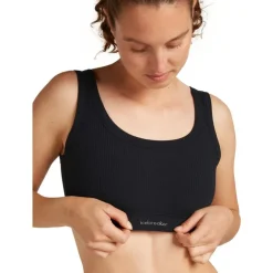 Women Merino Blend Rib Lotus Bra Black