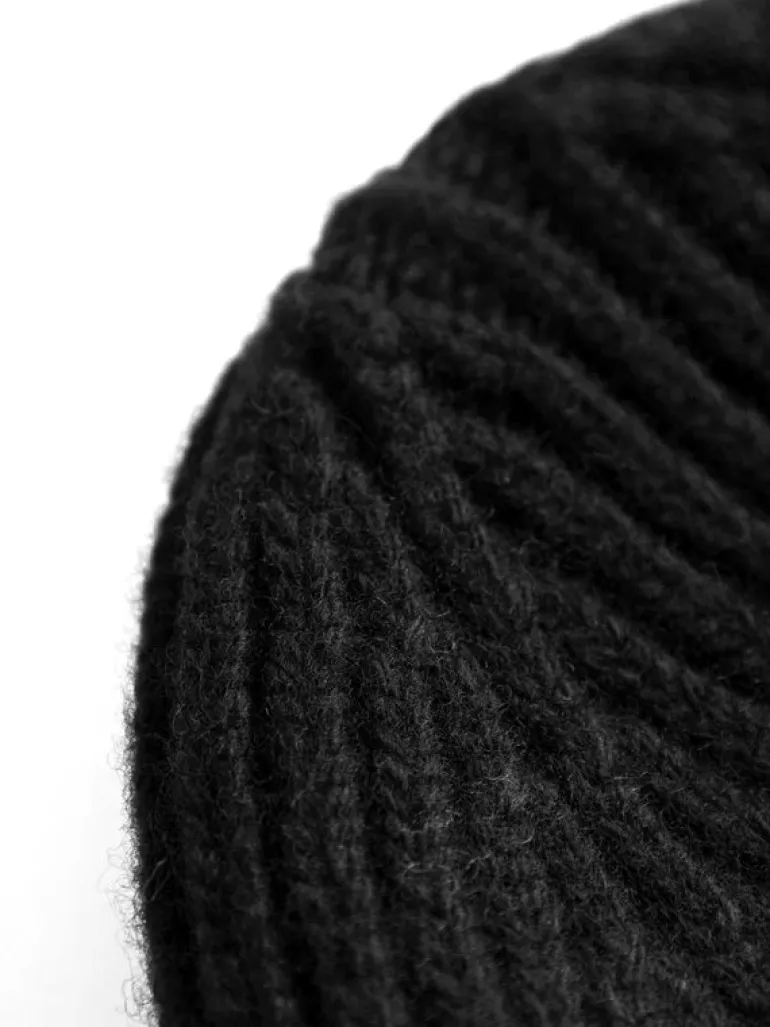 Wool badge beanie Black Jet