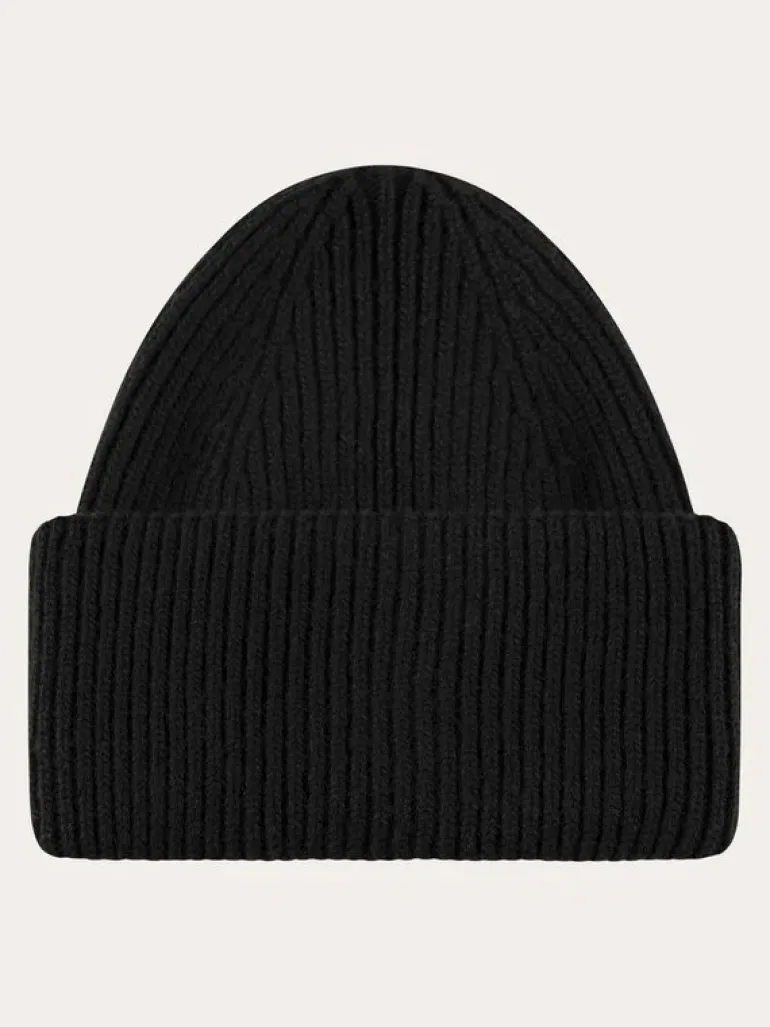 Wool badge beanie Black Jet