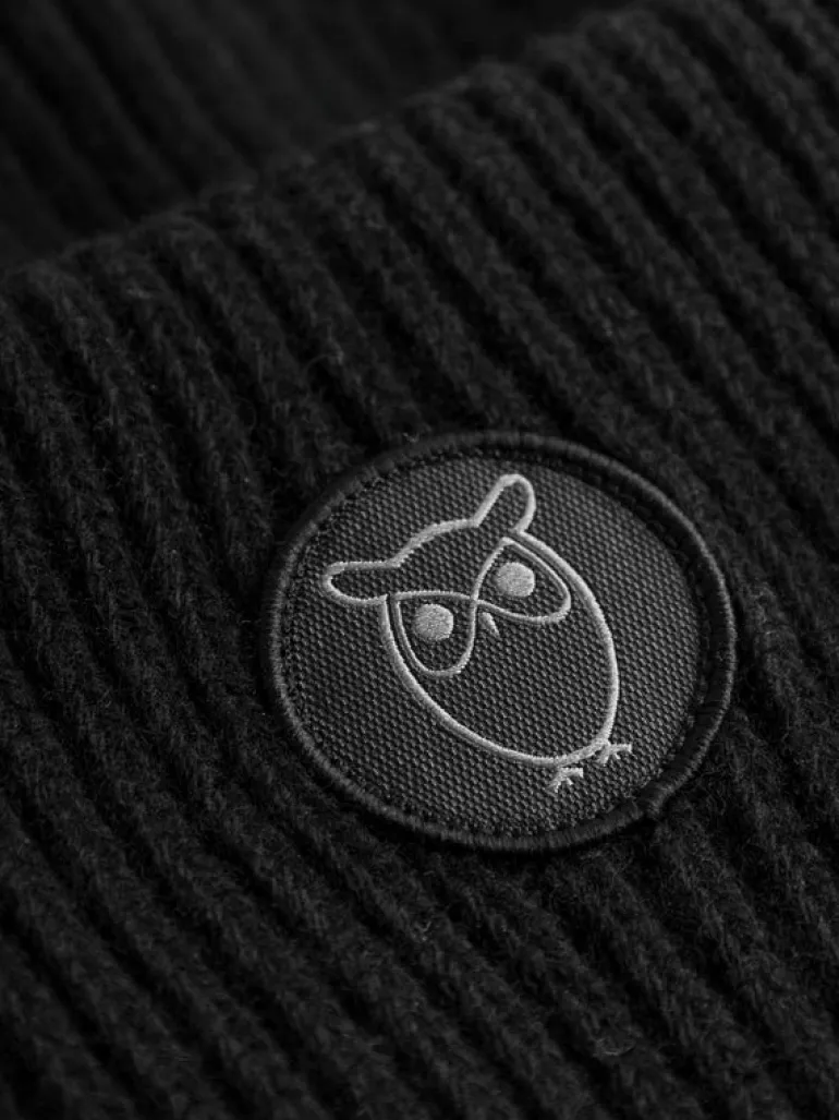 Wool badge beanie Black Jet