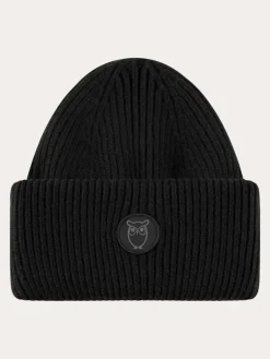 Wool badge beanie Black Jet