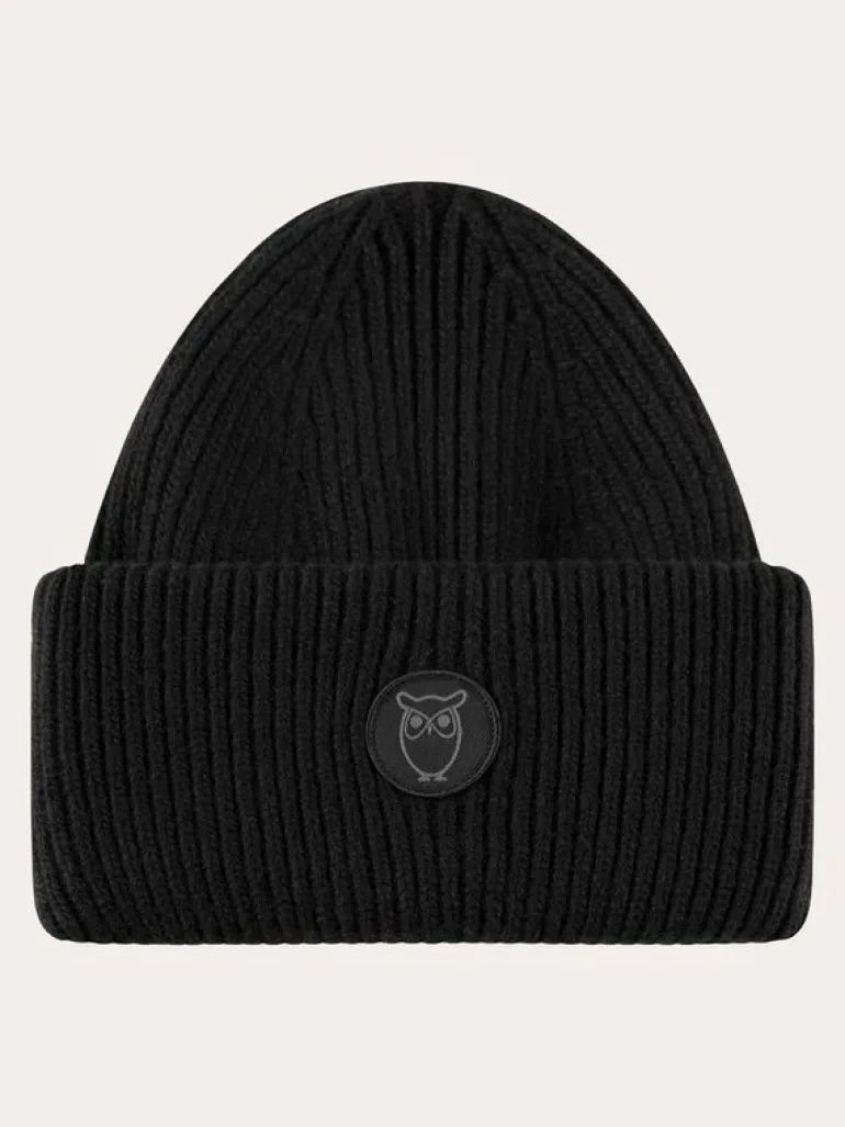 Wool badge beanie Black Jet