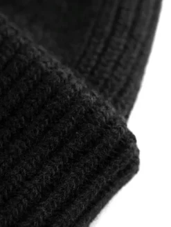 Wool badge beanie Black Jet